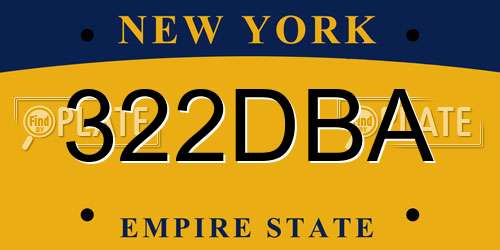 322DBA New York License Plate