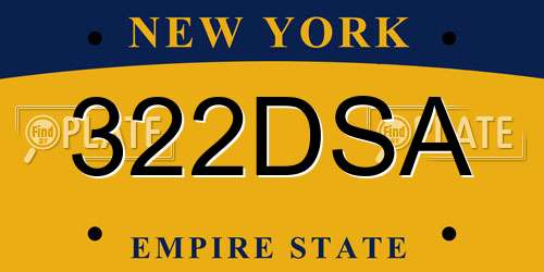 322DSA New York License Plate