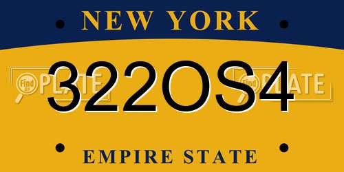 322OS4 New York License Plate