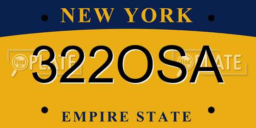 322OSA New York License Plate