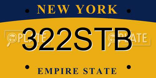 322STB New York License Plate