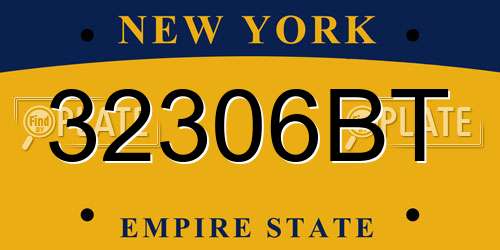32306BT New York License Plate