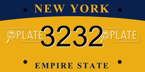 3232 New York License Plate