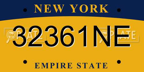 32361NE New York License Plate