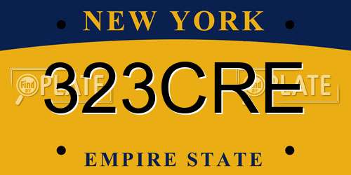 323CRE New York License Plate