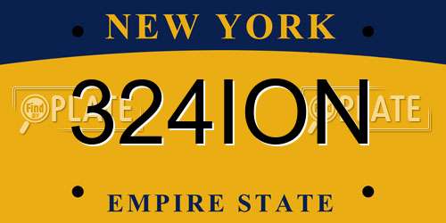 324ION New York License Plate