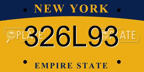 326L93 New York License Plate