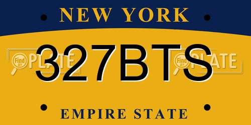 327BTS New York License Plate