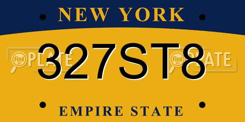 327ST8 New York License Plate