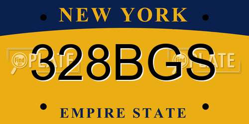 328BGS New York License Plate