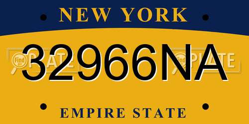 32966NA New York License Plate