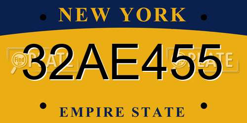 32AE455 New York License Plate
