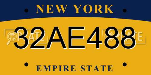 32AE488 New York License Plate