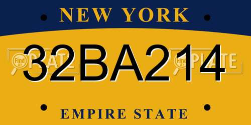 32BA214 New York License Plate
