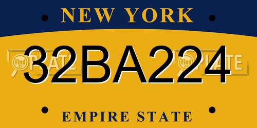 32BA224 New York License Plate