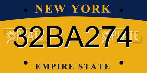 32BA274 New York License Plate