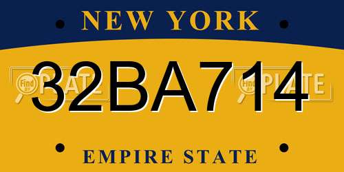 32BA714 New York License Plate