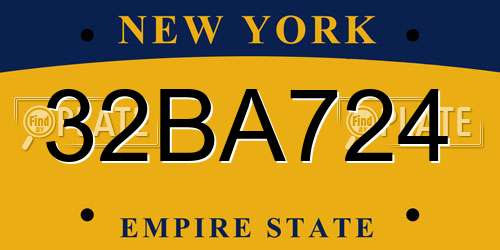 32BA724 New York License Plate
