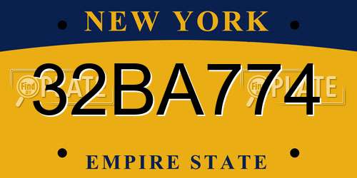 32BA774 New York License Plate