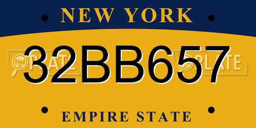 32BB657 New York License Plate