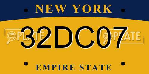 32DC07 New York License Plate