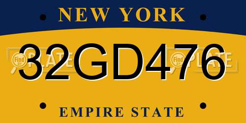 32GD476 New York License Plate