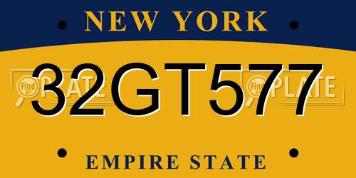 32GT577 New York License Plate