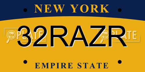 32RAZR New York License Plate