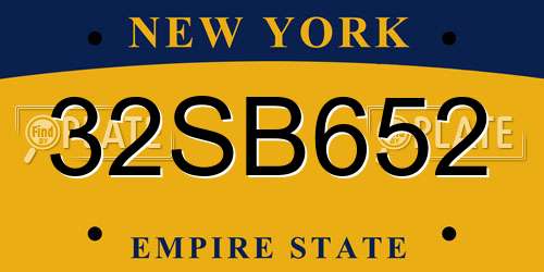 32SB652 New York License Plate