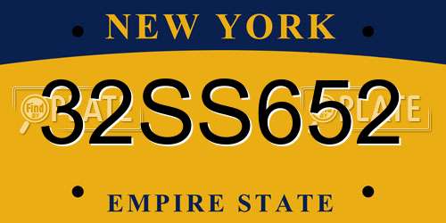 32SS652 New York License Plate