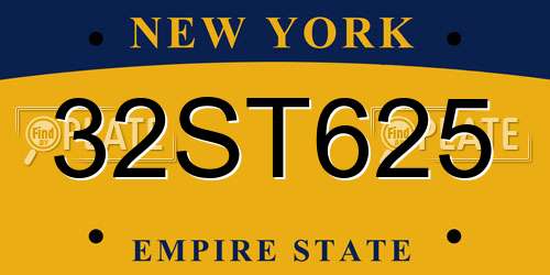 32ST625 New York License Plate