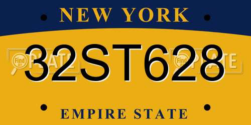 32ST628 New York License Plate