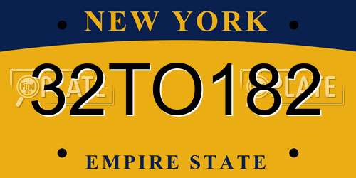 32TO182 New York License Plate