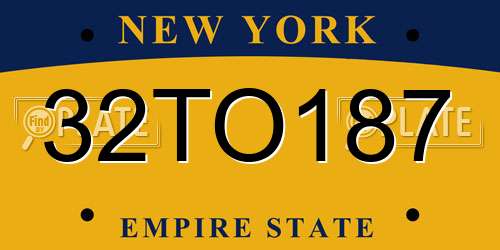 32TO187 New York License Plate