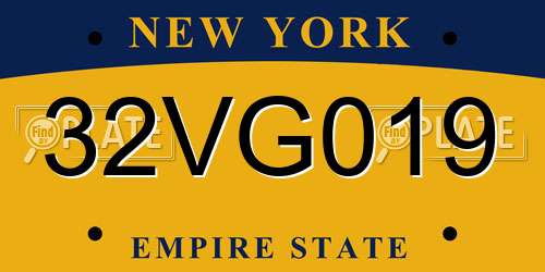 32VG019 New York License Plate