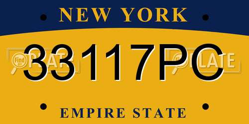 33117PC New York License Plate
