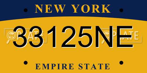 33125NE New York License Plate