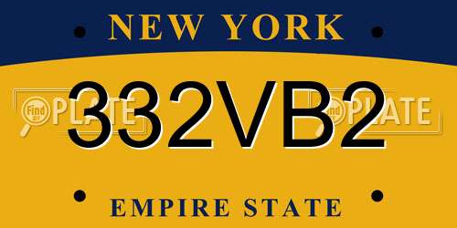332VB2 New York License Plate