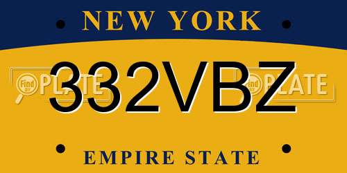 332VBZ New York License Plate