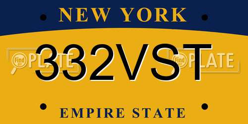 332VST New York License Plate