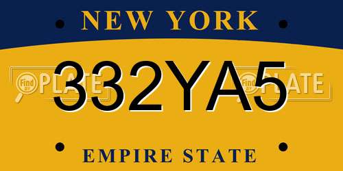 332YA5 New York License Plate