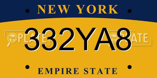 332YA8 New York License Plate