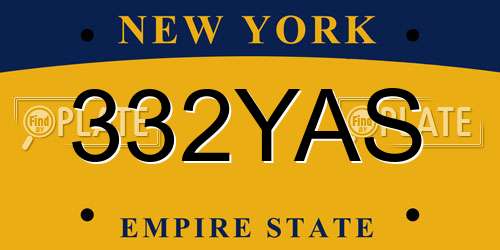332YAS New York License Plate