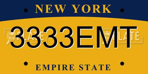 3333EMT New York License Plate