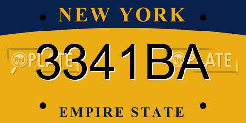 3341BA New York License Plate