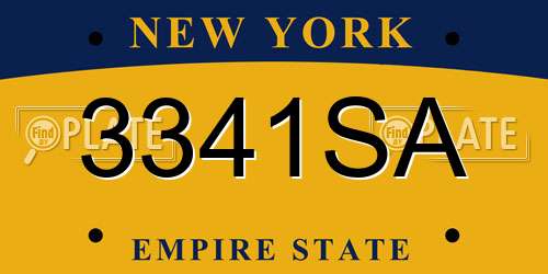 3341SA New York License Plate