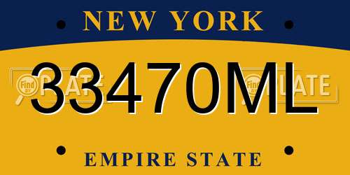 33470ML New York License Plate