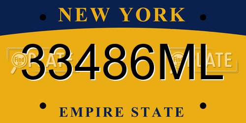 33486ML New York License Plate