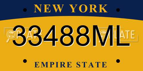 33488ML New York License Plate