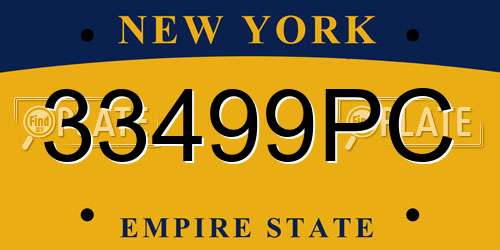 33499PC New York License Plate